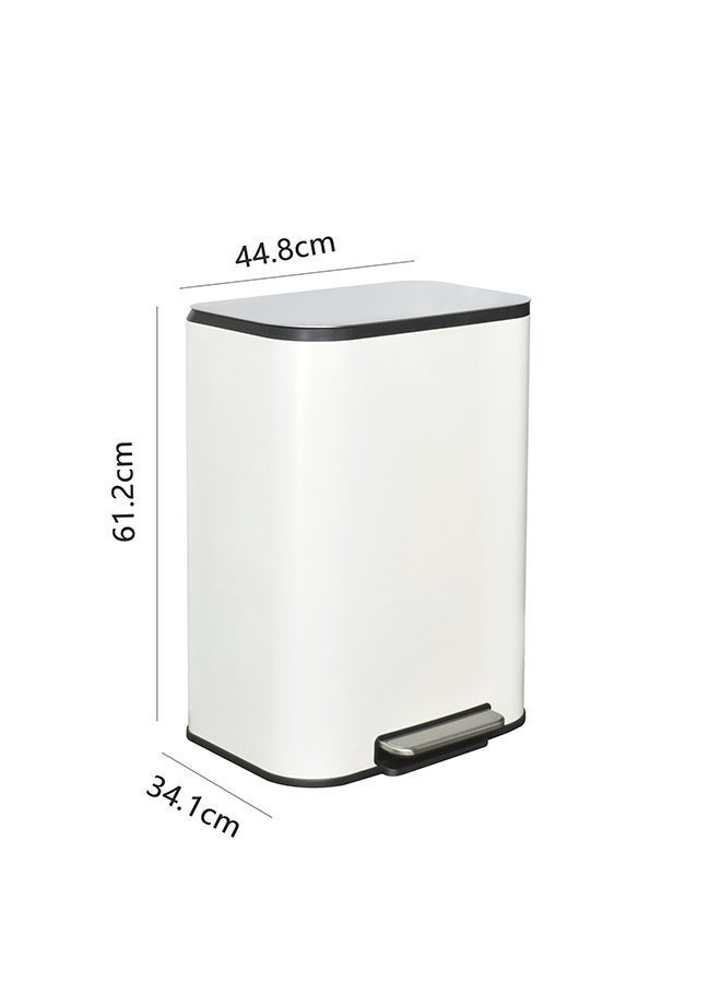 ايست من نون سلة مهملات بغطاء ناعم 50 لتر مطلية بالبودرة للخطوات للمطبخ، غطاء يغلق بهدوء مع وظيفة البقاء مفتوحًا، سلة بدون استخدام اليدين، 44.8 سم طول × 34.1 سم عرض × 61.2 سم ارتفاع، كريمي - Image 4